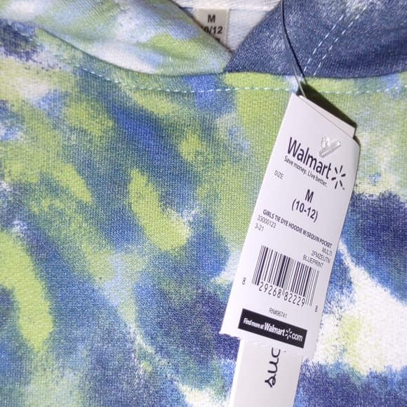 Girls Tye-dye Sequin Hoody NEW WITH TAGS - Picture 3 of 3